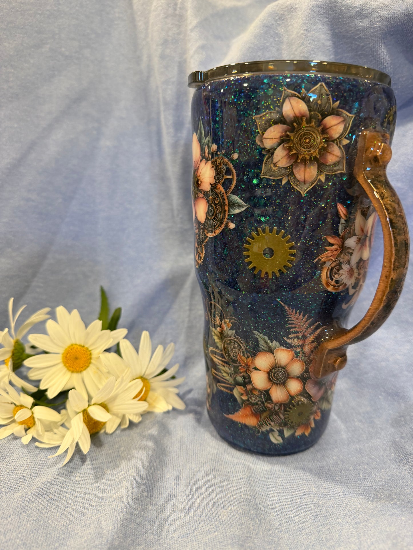 30 oz Streampunk Flowers w/ added handle