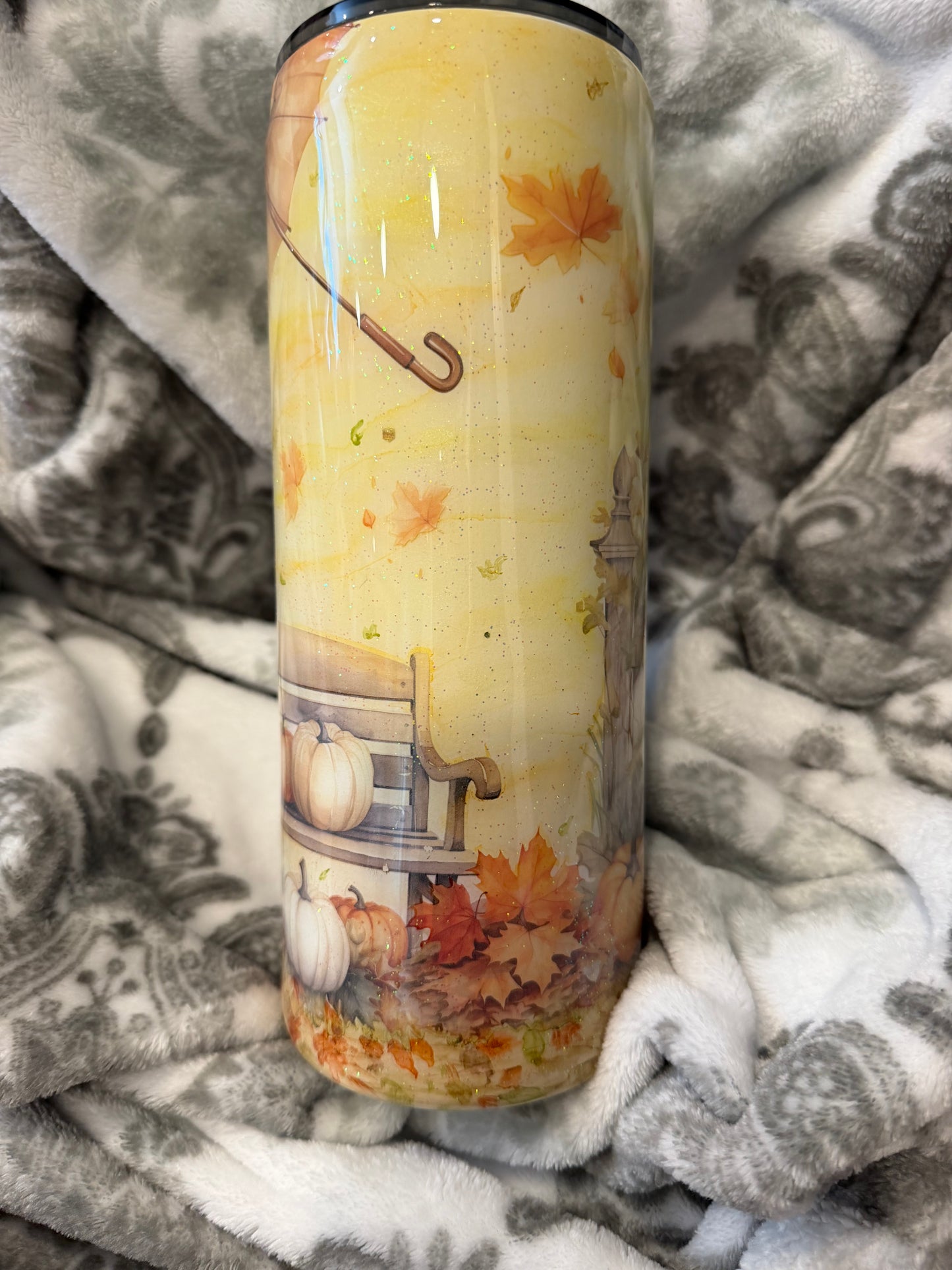 30 oz Fall Scene Partially hand painted