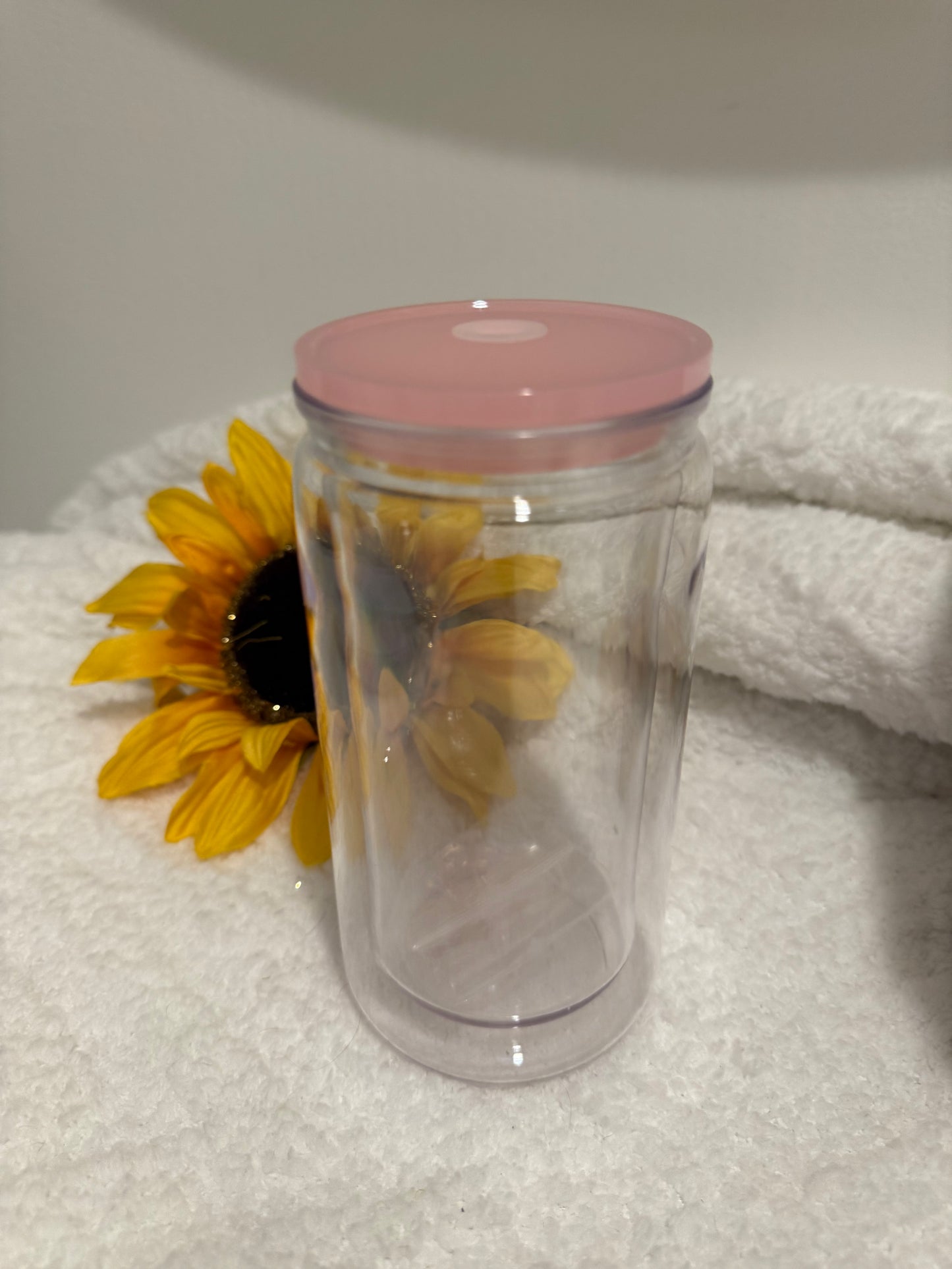 16 oz Pink Glitter Globe