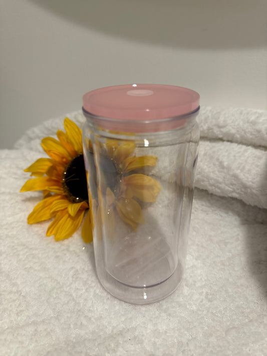 16 oz Pink Glitter Globe