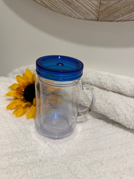 20 oz Blue Maso Jar Glitter Globe