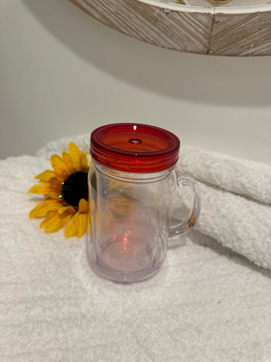 20 oz Red Mason Jar Glitter Globe