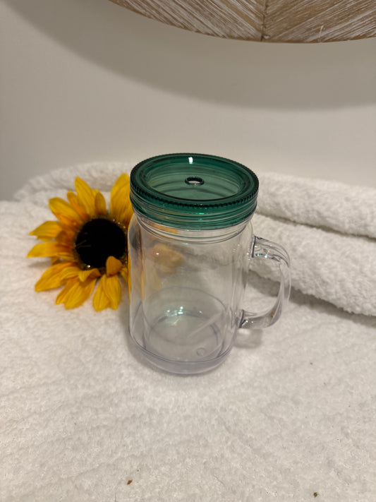 20 oz Green Mason Jar Glitter Globe