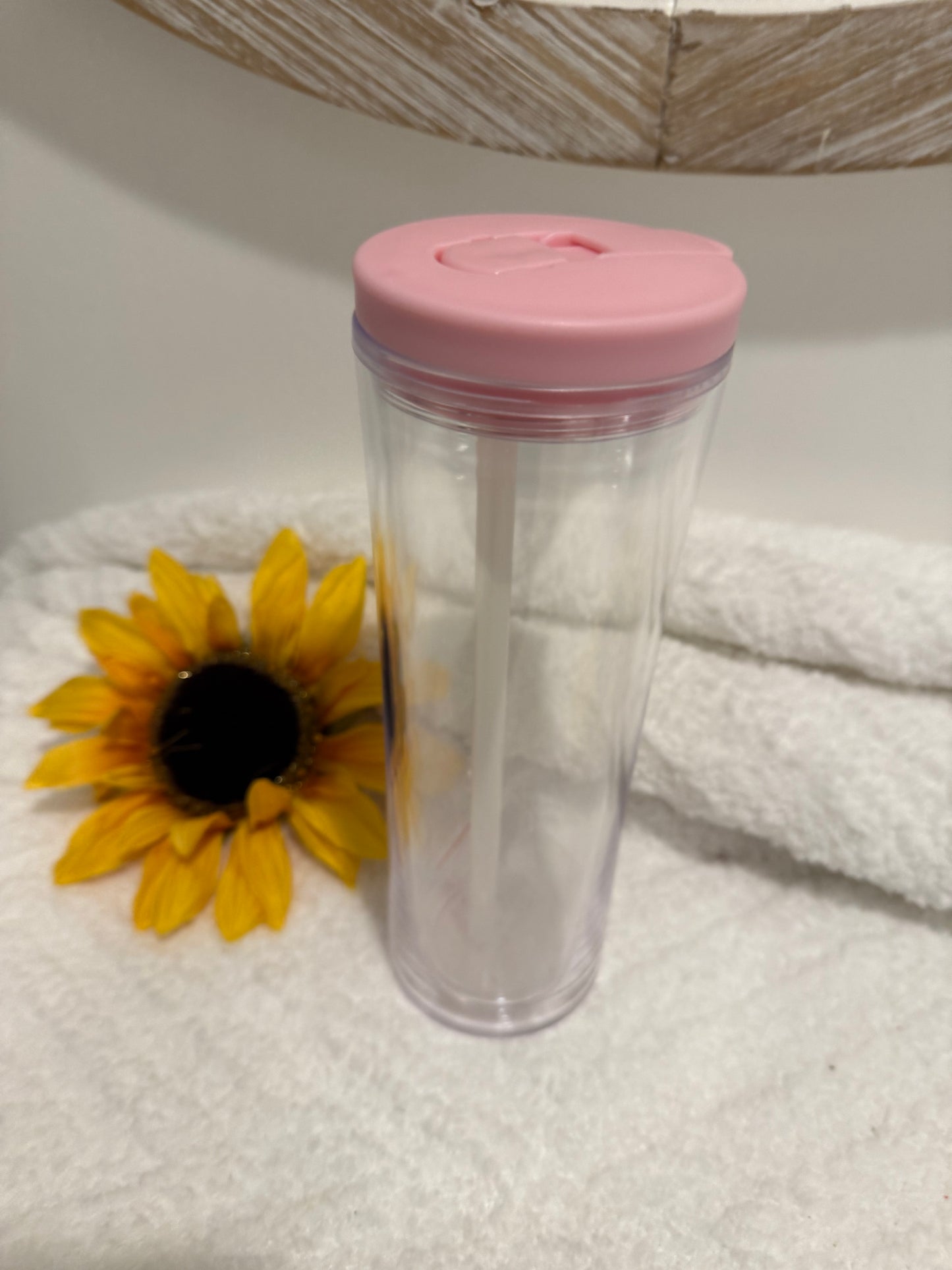 20 oz Pink Flip Glitter Globe