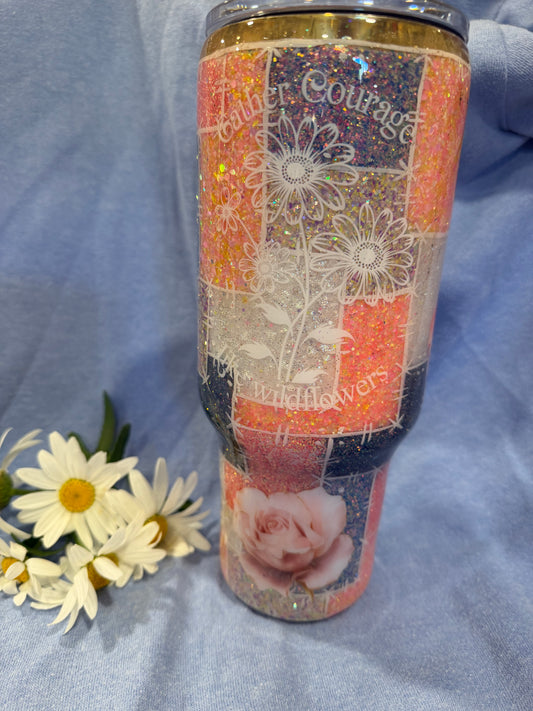 40 oz Peach Rose Patchwork