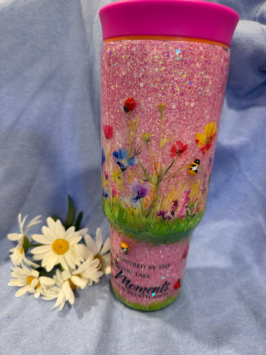 40 oz Pink Flower Garden