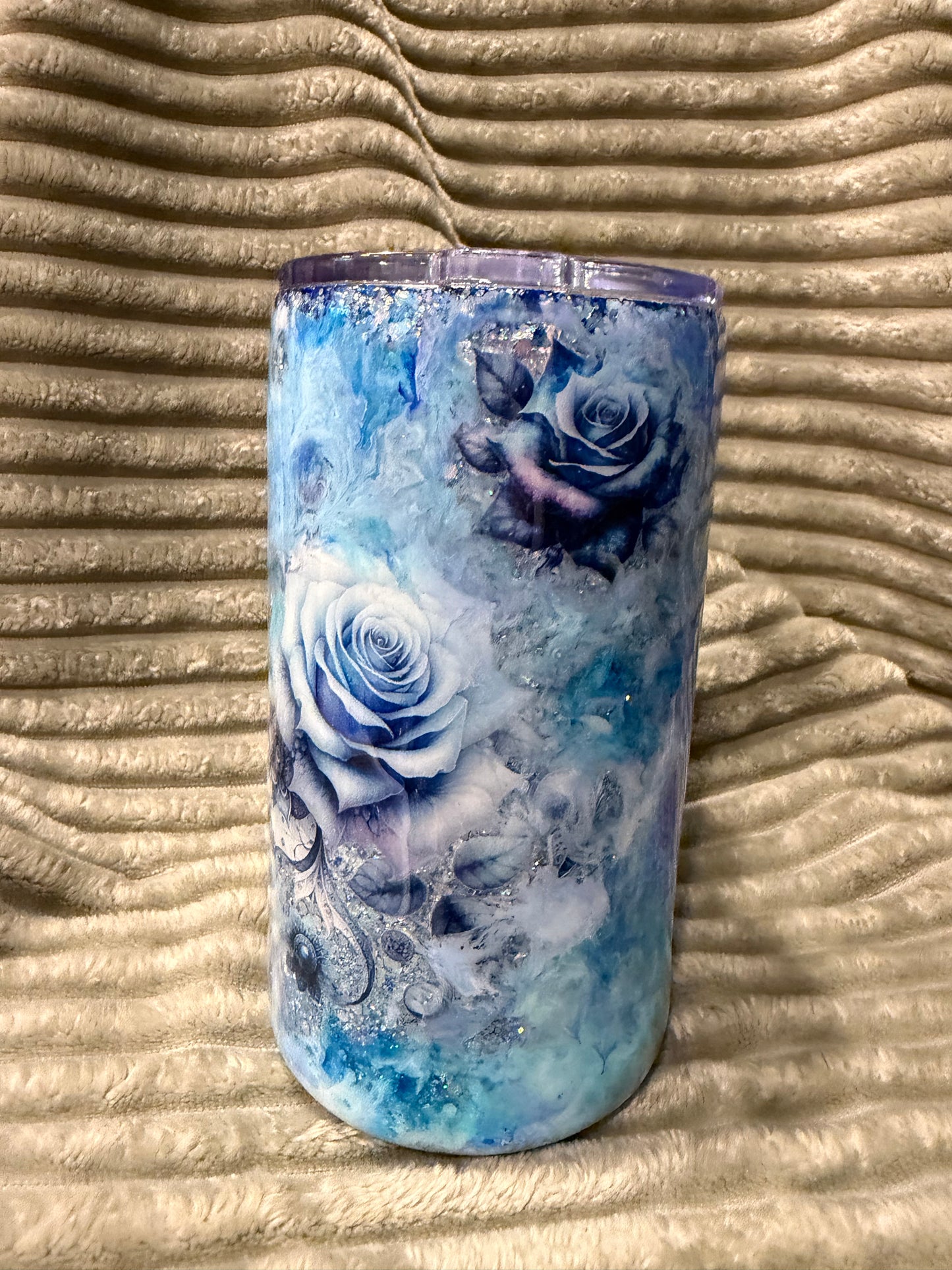 20 oz Blue Roses w/ Handle