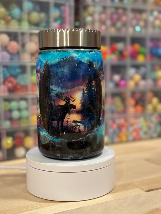 17oz Moose decal Mason Jar