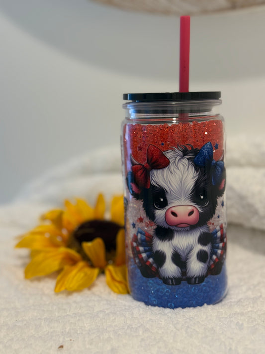 16 oz Fouth Heifer Rhinestone filled